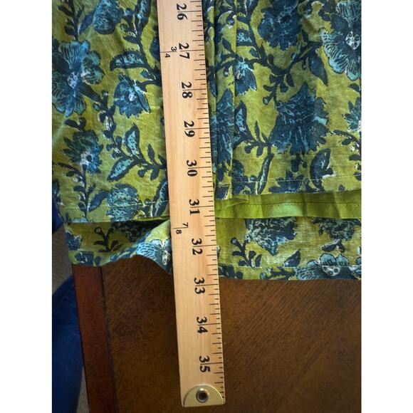 Natural Life Aimee Green Floral Puff Sleeve Mini Tunic Dress VNeck Boho Cotton S - Picture 8 of 12